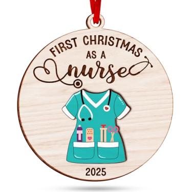 Imagem de Enfeites de enfermeira para árvore de Natal – Presentes exclusivos de enfermagem para mulheres, estudantes de enfermagem, ornamento ideal, perfeito como presente de formatura para mulheres
