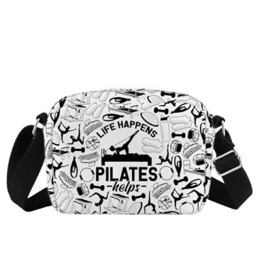 Imagem de MBMSO Presentes de Pilates para mulheres instrutoras de Pilates Bolsa tiracolo Life Happens Pilates Ajuda Yoga Workout Presente para amantes de Pilates, Pilates Hb-cb, Bolsa tiracolo pequena