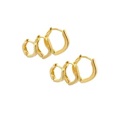 Imagem de Brinco folheado ouro argola 2 pares 3 furos - semijoia