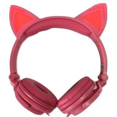 Imagem de Headphone Fone Cat P2 Orelha De Gato Led Cosplay Cor Rosa