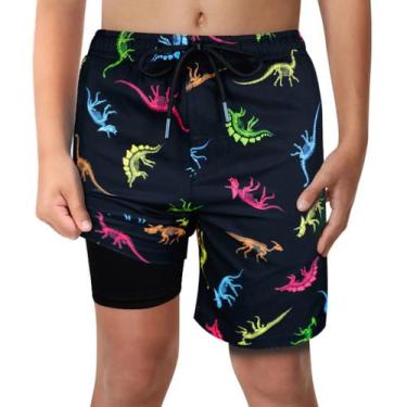 Imagem de Calção de banho para meninos Dinosaur Fossils com forro de cueca boxer