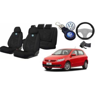 Imagem de Kit Proteção Capas Tecido Banco Gol 2005-2014 + Capa Volante + Chaveir
