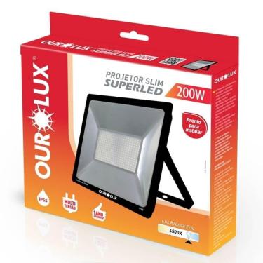Imagem de Projetor Superled Slim Preto Bivolt De 200 Watts E 6500k - 03269 - Ourolux