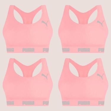 Imagem de Kit Com 4 Tops Puma Nadador Sem Costura E Sem Bojo Fitness Fit Para Academia Corrida Treino-Feminino