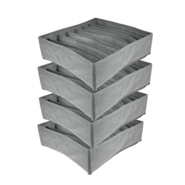 Imagem de Caixa Cesto Organizador 7 Divisorias Cinza Armazenamento 30x30x10 Dobrável -Ideal Para Roupas Intimas, Gravatas, Meias, Roupas, Roupas De Bebes, Camisetas, Acessórios. (5)