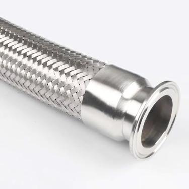 Imagem de Mangueira flexível para cervejaria, mangueira sanitária de alta pressão e alta temperatura de 1,5'' e 2'' com braçadeira tripla em aço inoxidável 304(25mm OD K50.5mm,150cm)