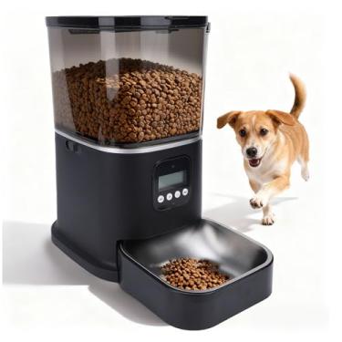 Imagem de Luqeeg Alimentador Automático para Gatos de 6L, Dispensador Inteligente de Ração para Animais de Estimação com Temporizador, Controle LCD Fonte de Alimentação Dupla