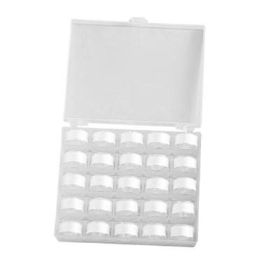 Imagem de Colaxi Bobinas de linha pré-enroladas, conjunto de linhas de costura para máquina de bordar e costura, com caixa de bobinas, 25 Fios Brancos