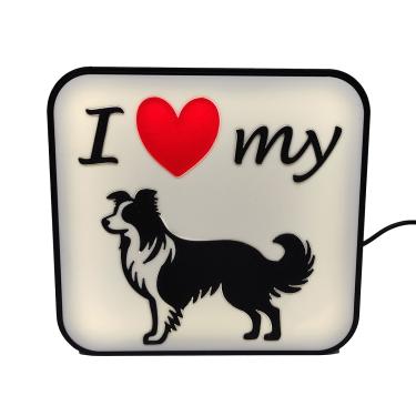 Imagem de Luminária Border Collie Pet Cachorro Led Abajur Mesa 3D com Fonte