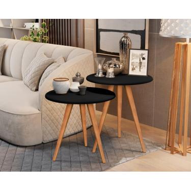 Imagem de Conjunto Isabela 2 Mesas Lateral e Apoio Redonda Preto
