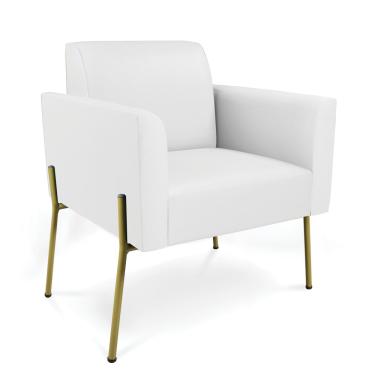 Imagem de Poltrona Pé de Ferro Dourado para Sala Marisa Corino Branco D03 - D'Rossi