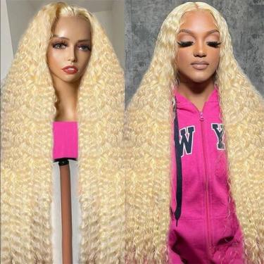 Imagem de Peruca frontal de renda VICYAO 613 Blonde Deep Wave 20" 200% de densid
