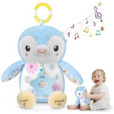 Imagem de Brinquedo musical de pelúcia, pinguim, de 0 a 6 meses com chocalhos - 