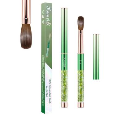 Imagem de Pincel de unhas acrílico KEMEISI 12 Kolinsky Nail Art Brush Green