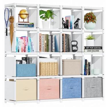 Imagem de Prateleira de livros Mavivegue 16 Cube Storage Organizer Metal White