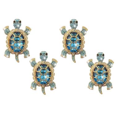 Imagem de 4 peças clipe de saída de ar de carro brilhante strass tartarugas marinhas bonito decoração temática de praia ornamento universal para a maioria dos carros, caminhões, SUVs (azul)