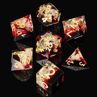 Imagem de Role dice DND Dice Set, 7-Piece Polyhedral Dice in Gift Box for Dungeons & Dragons, Pathfinder & Tabletop Games, Handmade Precision Balanced RPG Dice(Sequin Red)