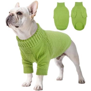 Imagem de Kuoser Suéter de cachorro grande, suéter grosso quente para cães grandes machos fêmeas, inverno outono pet kint suéter sólido, meia manga gola rolê, roupas para filhotes, Natal, verde, G