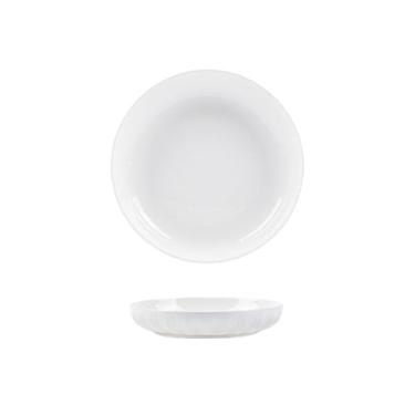 Imagem de Pratos de cerâmica de cor branca pura sob o esmalte, utensílios de mesa requintados de alta temperatura para uso doméstico - traço raso - prato de 20 cm de profundidade