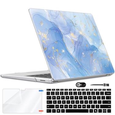 Imagem de LCMOCICO Capa protetora fina para laptop Microsoft Surface de 13,8 polegadas 7 2024 Copilot+PC modelo 2036, capa rígida de plástico leve com estampa antiarranhões, capa rígida para teclado, mármore