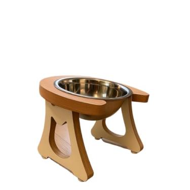 Imagem de Comedouro Elevado para Gatos - Comedouro Pet com Tigela de Aço Inox 250ml para Postura Correta(CACHORRO)