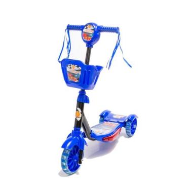 Imagem de Patinete Infantil 3 4 5 6 Anos Carrinhos Azul Luz E Som - DM Toys