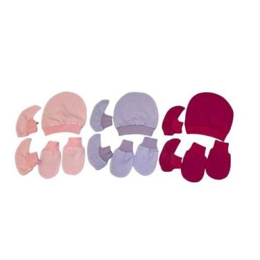 Imagem de Kit 9 Peças Toucas, Pares Luvas e 3 Pares Sapatos de Bebê Recém Nascid