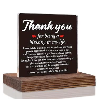 Imagem de Thank You for Being a Blessing, Thank You Appreciation Gifts for Friends Coworkers Volunteers Nurses Teachers Mentors, Retirement Farewell, Acrylic Desk Plate with Wooden Base VR218