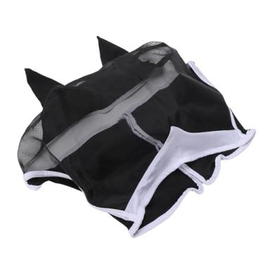 Imagem de Zerodis Máscara de Mosca de Cavalo Máscaras de Cobertura Facial Segura Com Orelhas para Competições de Treinamento de Pastagem de Verão de Mosca de Cavalo Design de Malha Respirável Confortáveis (L)