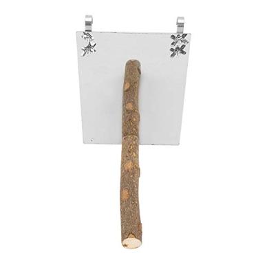 Imagem de Acouto Espelho de Aço Inoxidável para Papagaios Médios e Pequenos Com Suporte de Madeira - Acessório de Gaiola de Pássaros Espelhado Papagaios e Pássaros Pequenos, Reduz o Tédio e Melhora - Durável,