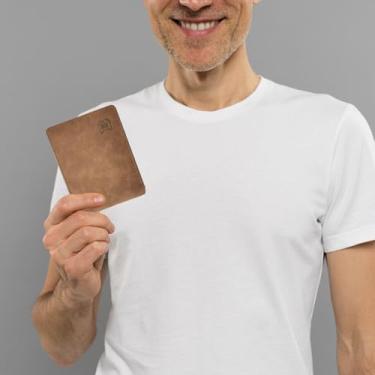 Imagem de Carteira masculina dobrável, porta-cartão de crédito fino com 8 compartimentos para negócios, viagens, encontros, carteira de couro PU com zíper minimalista para homens, Marrom, Simples