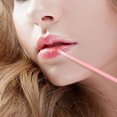 Imagem de 50 pincéis labiais, varinha de brilho labial rosa, aplicador de brilho de batom de nylon, pincéis descartáveis para maquiagem, tinta de biscoito PYO, arte de unhas, pintura, detalhes