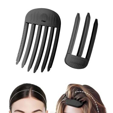 Imagem de 2 peças de grampos de cabelo volumizantes para mulheres, ferramenta fácil de alto volume da coroa, clipes de elevação da raiz do cabelo sem vincos para um penteado natural e preguiçoso, preto