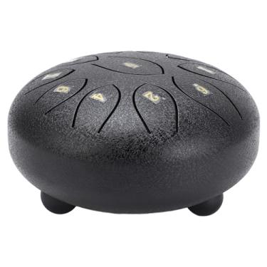 Imagem de XUXHOU Tambor de Chuva Chakra, Tambor de Língua de Aço, 11 Tons, Decoração Estética de Jardim, Mini Instrumento de Percussão de Aço Ao Ar Livre (Preto)