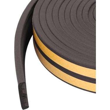 Imagem de Fita excludente de rascunho para janela de porta fita de espuma autoadesiva fita isolante contra intempéries tipo D, 2 vedações no total 20 m preto