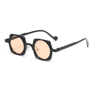 Imagem de VFDHN Óculos de sol pequenos da moda punk, femininos, retrô, lentes transparentes, masculino, armação (C3, preto, champanhe)