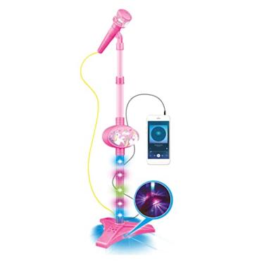 Imagem de Pais & Filhos - Microfone Infantil, Menina, Rosa,Pedestal com Luzes Som