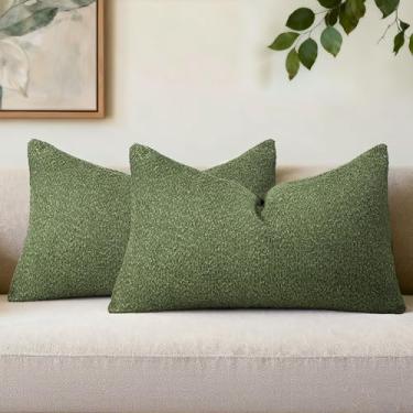 Imagem de QoBexim Conjunto de 2 capas de almofada texturizadas, 30,5 x 50,8 cm, fronhas lisas listradas, aconchegantes e macias, com detalhes modernos, boêmios, para sofá, cama, sala de estar, decoração de casa