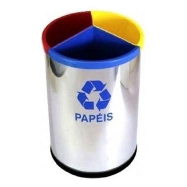 Imagem de 5 Lixeira Inox Mix Com 3 Divisões + 5 Lixeira Para Copos - Higipack