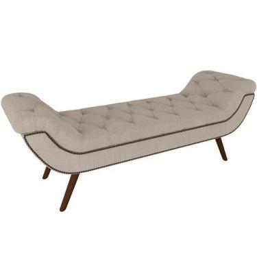 Imagem de Puff Recamier Decorativo Com Tachas 160 Cm Santorini P05 Linho Creme -