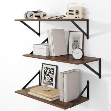 Imagem de Heimlove Prateleiras de parede de 61 cm L x 30 cm P para livros, 30 cm de profundidade, conjunto de 30 cm, estante flutuante larga com suporte de metal para sala de estar, cozinha, escritório, quarto