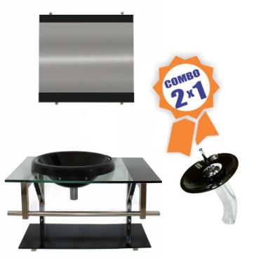 Imagem de Combo 2 em 1 - Gabinete 60cm Lituânia + Torneira Ibiza - EKASA, Preto