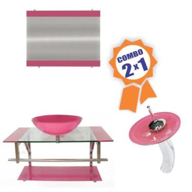 Imagem de Combo 2 em 1 - Gabinete 80cm Noruega + Torneira Ibiza - EKASA, Rosa
