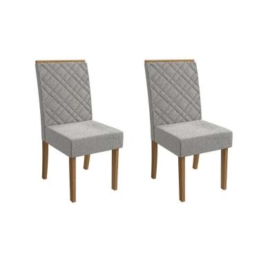 Imagem de Kit 2 Cadeiras De Cozinha Gardênia 2cad149 Madeirado 2 Un Canela-boucle Cinza - Kappesberg