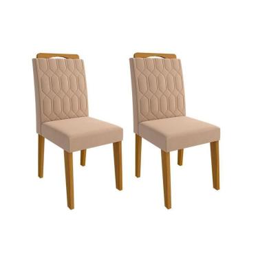 Imagem de Kit 2 Cadeiras Sala Jantar Paola Wood 2 Un Savana-madeirado-suede Nude Bege - Cimol