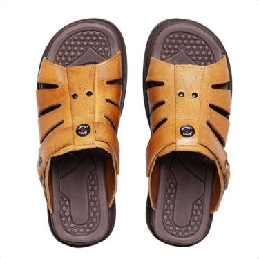 Imagem de Sandália Chinelo Masculino Couro Legítimo Anti-stress - FRANBOOTS, Hav