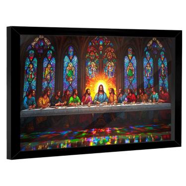 Imagem de Quadro Decorativo Santa Ceia Estilo Vitral