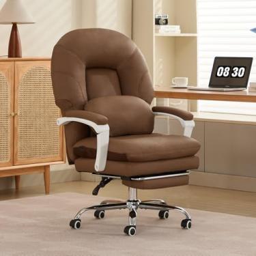 Imagem de Cadeira de escritório ergonômica com apoio para os pés, cadeira executiva de couro para escritório executivo, cadeira grande e alta, suporte lombar reclinável de 135°, lembrete de assento de longo