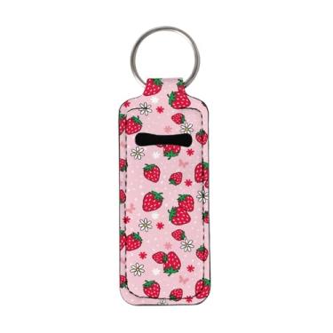 Imagem de gearider Porta-batom rosa de morango, porta-batom, bolsa com suporte de brilho labial, organizador de protetor labial, moda viagem, estojo de armazenamento de maquiagem para mulheres e meninas