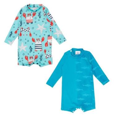 Imagem de Kit 2 Macacaquinhos Bebê Praia Traje De Banho Proteção Solar - Fofotin